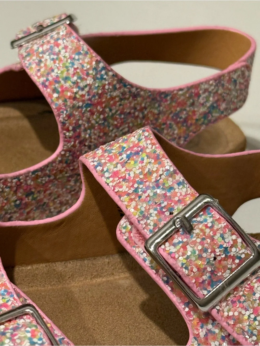 Cat & Jack Pink Glitter Double-Buckle Sandals for Kids